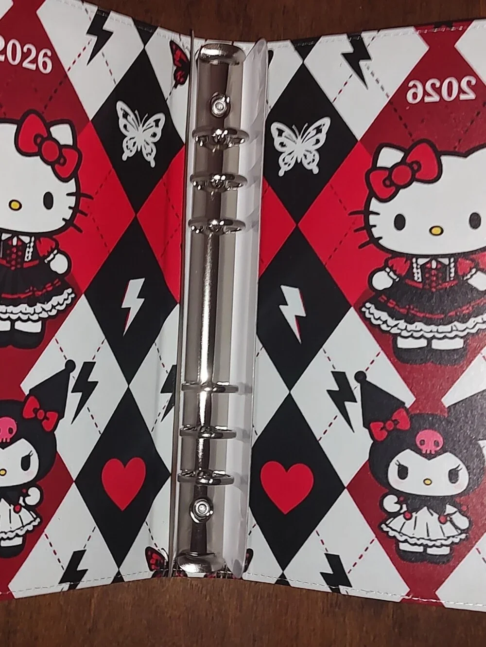 New!Hello Kitty & Kuromi Harlequin Notebook Binder With 2 Packs Matching Paper